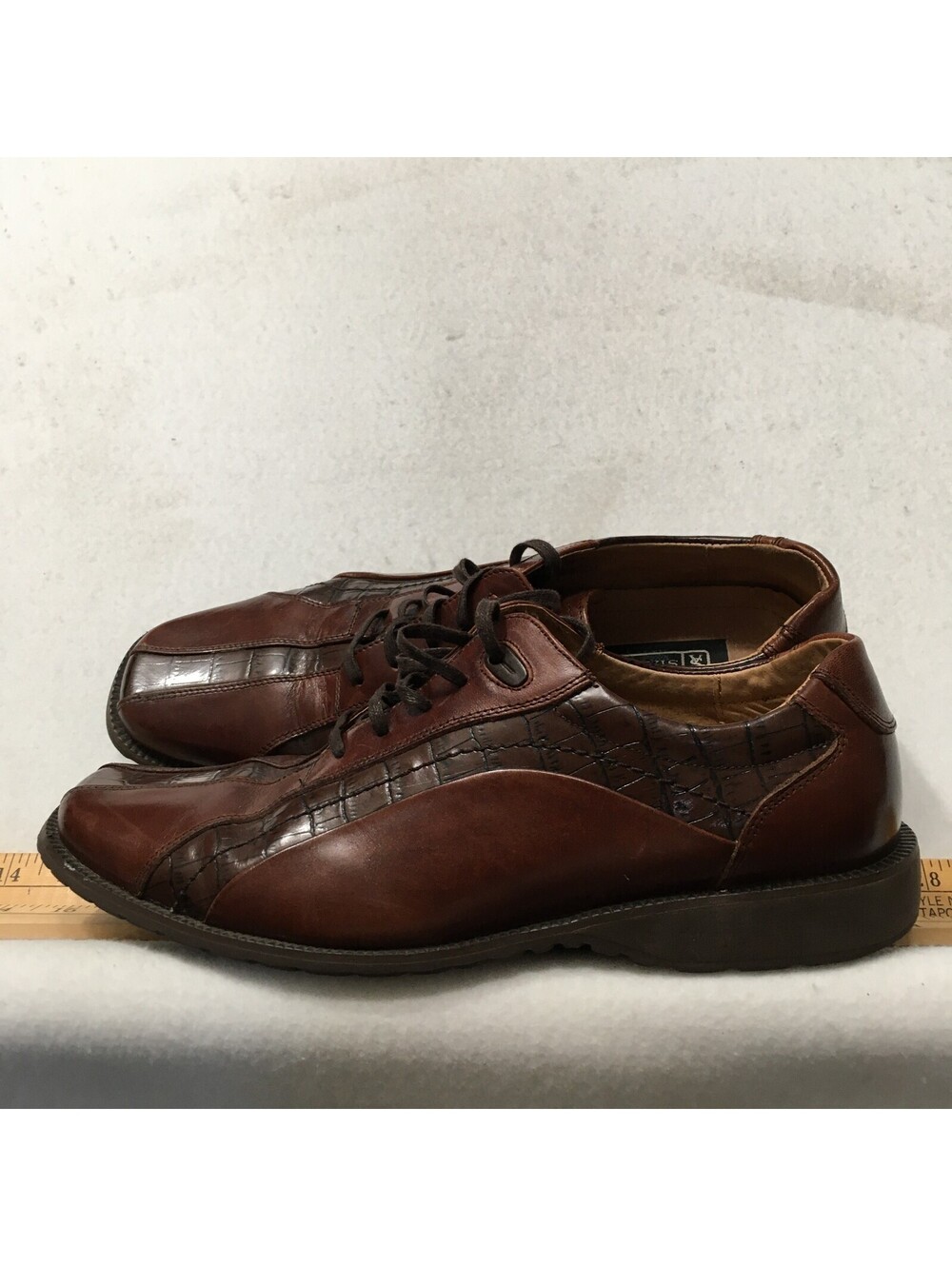 Stacy Adams Dress Shoes embossed  Print Leather Brown Mens  8.5